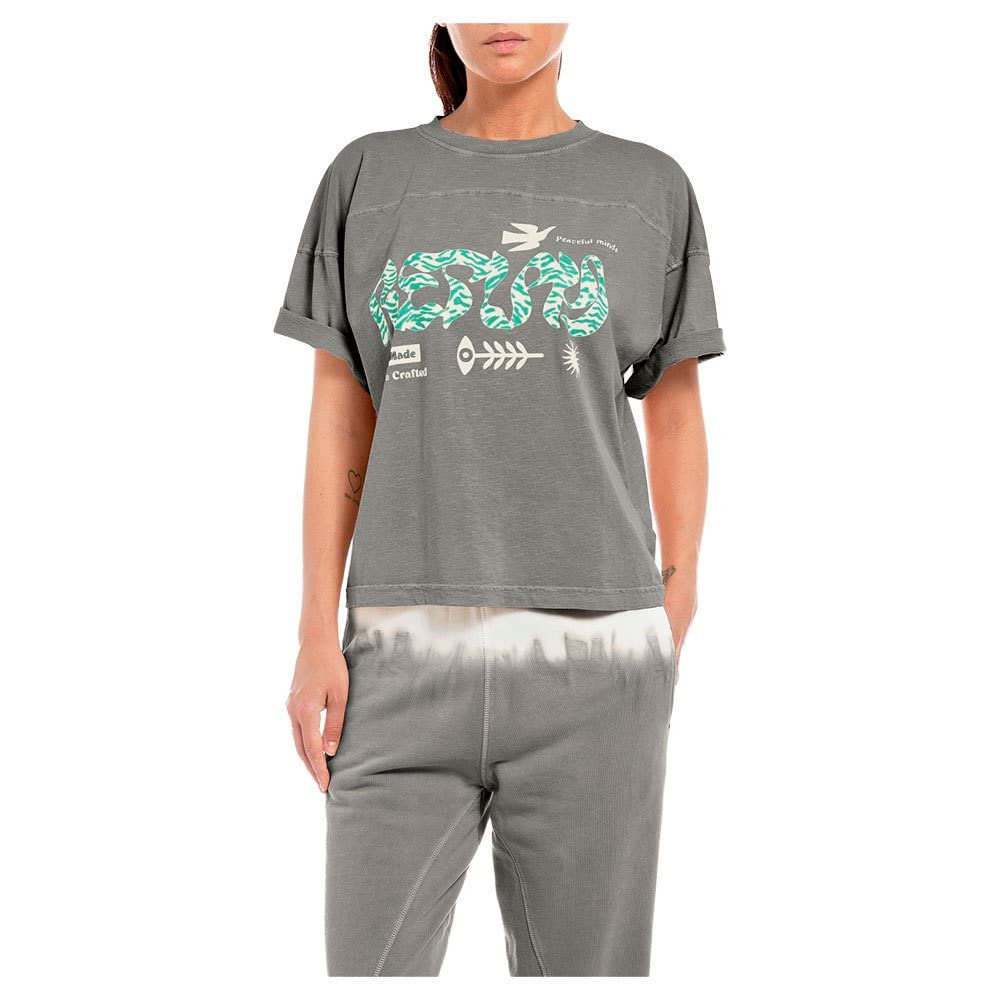 REPLAY Damen T-Shirt XS 585 Nepali Grey, XS 585 Nepali Grey