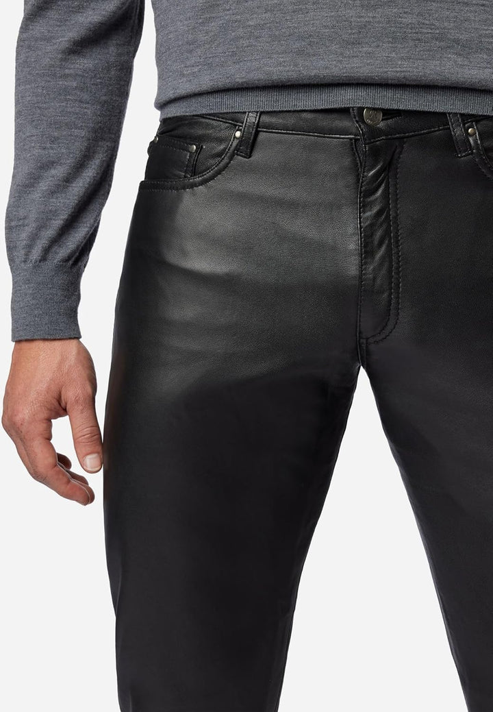 Lederjacke Lederhose Nando – Herren Premium Lammnappa 27 Schwarz, 27 Schwarz