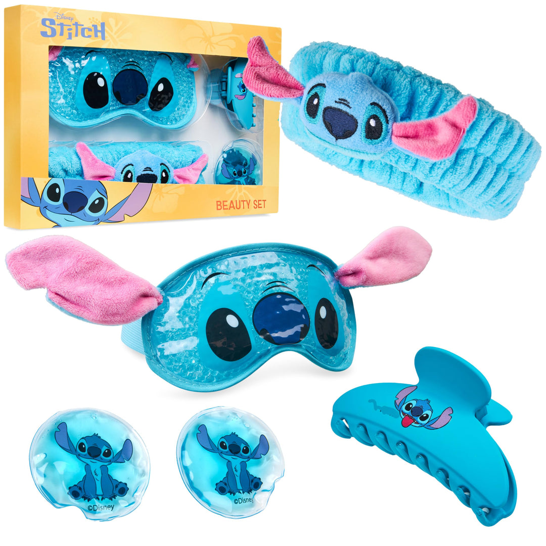 Disney Stitch Beauty Set für Damen mit kühlender Augenmaske & Haar-Accessoires (Blau), Blau
