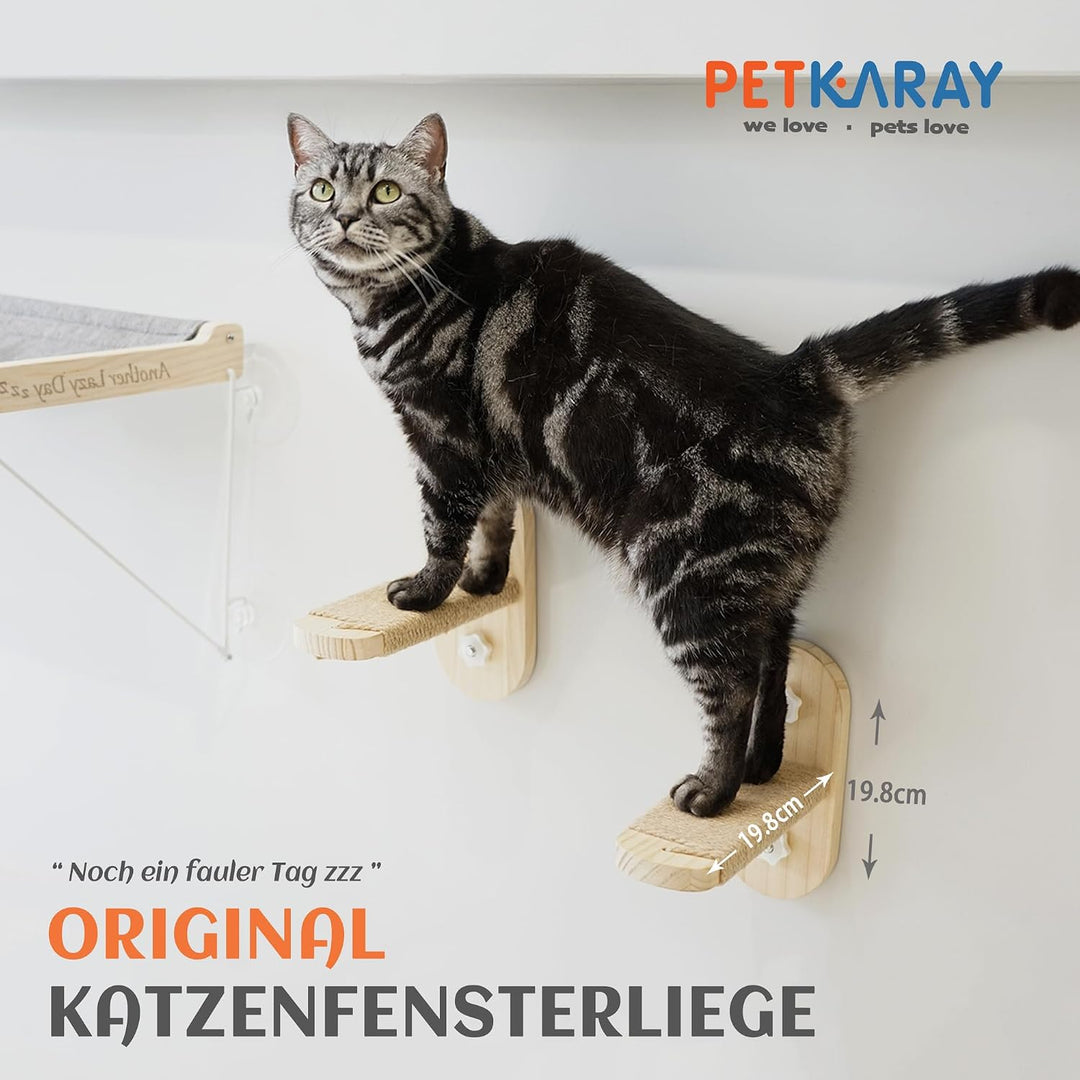 PETKARAY Katzen Fensterliege, Katzenhängematte Fensterbank, Faltbares Katzenbett mit Stahlrahmen &amp; S