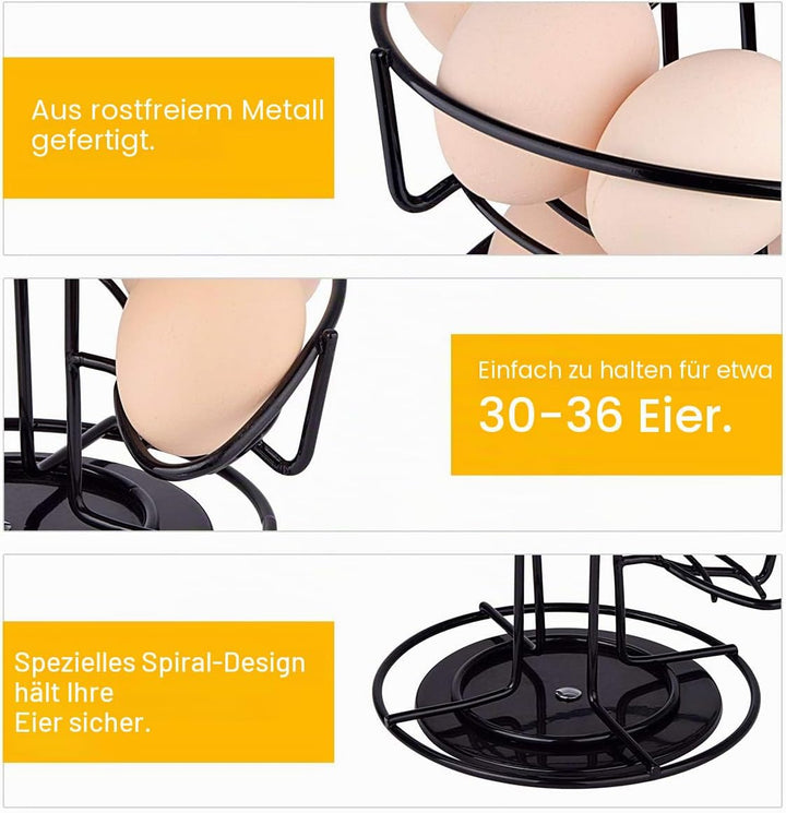 Toplife Eierspender, spiralförmiges Design, durchsichtig schwarz, Schwarz