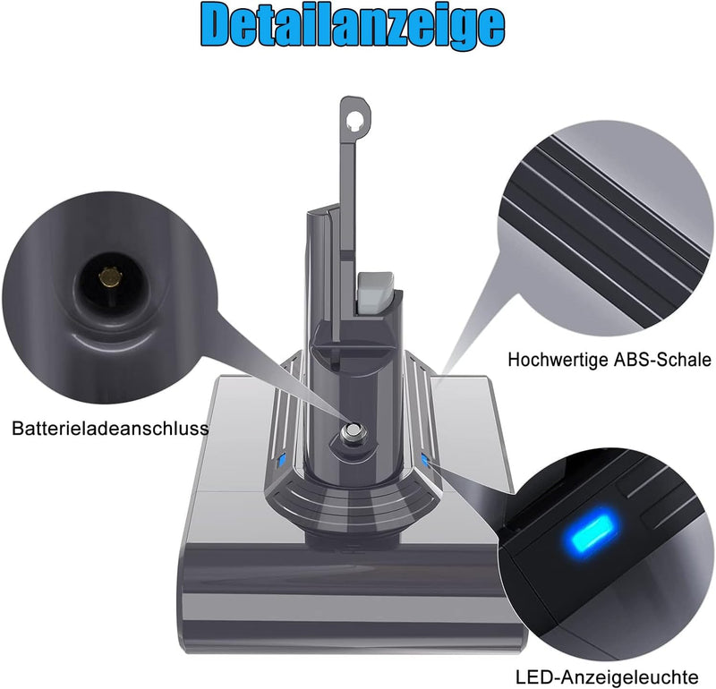 KUNLUN 21.6V 4000mAh V7 Ersatzakku für Dyson V7 Akku V7 Animal V7 Tigger V7 Absolute V7 Motorhead Pr