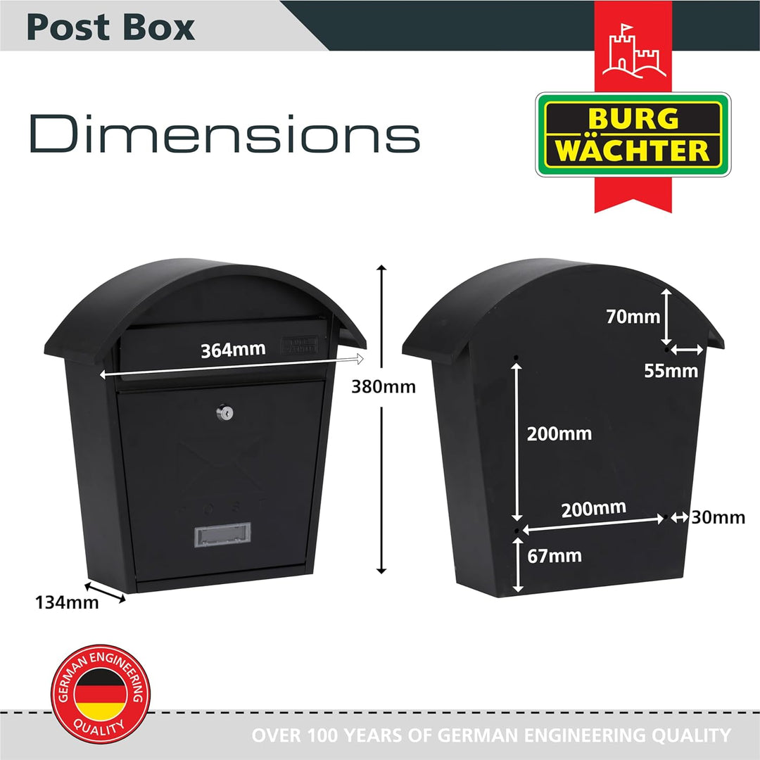 Sterling MB06 Klassischer Briefkasten, Schwarz, Schwarz