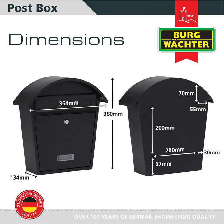 Sterling MB06 Klassischer Briefkasten, Schwarz, Schwarz
