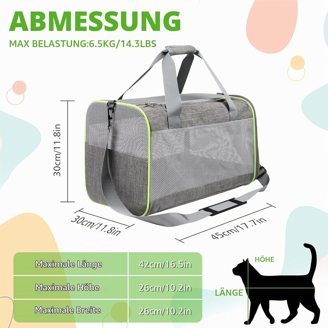 Lannvan Transportbox Hund, Katzen Transportboxen bis 6,5kg, Hundebox Auto Transporttasche Katze Atmu