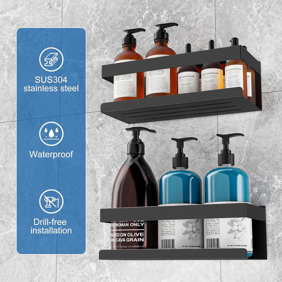 UUlioyer Duschablage Ohne Bohren, Duschregal aus Edelstahl SUS304, 2 Stück Badezimmer Regal Organize