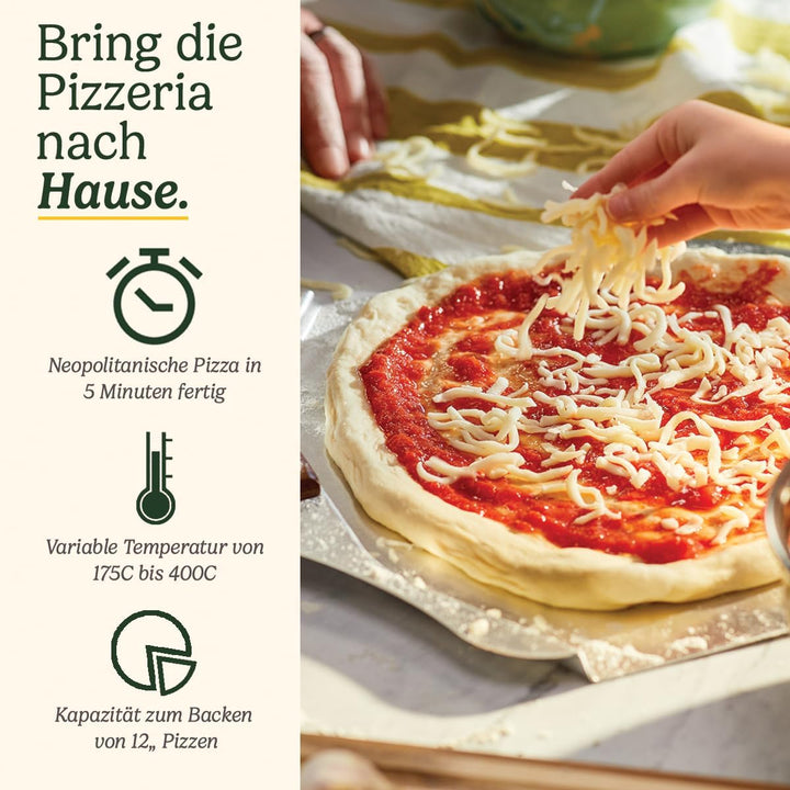 Cuisinart Pizzaofen | Für benutz im Innenbereich | Holzofengeschmack in 5 Minuten | Pizzaset enthalt