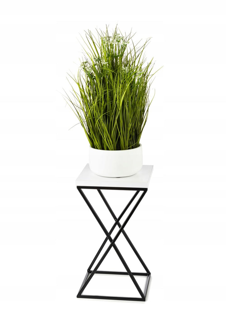 Pflanzenständer Metall 40 cm Hoch - Stabiler und Fester Blumenhocker mit Weiss MDF-Platte auf Schwar