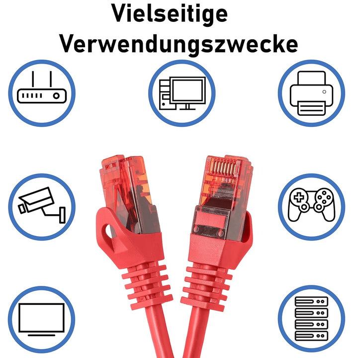 BIGtec - 5 Stück - 30m Gigabit Netzwerkkabel Patchkabel Ethernet LAN DSL Patch Kabel rot (2x RJ-45 A