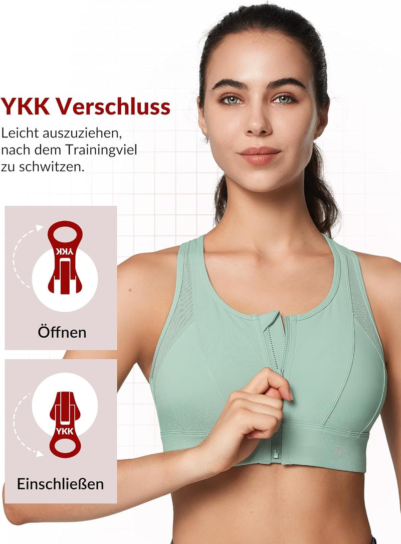 Yvette Starker Halt Sport BH Grosse Brüste mit Vorderverschluss Mesh Ringerrücken Ohne Bügel für Fit