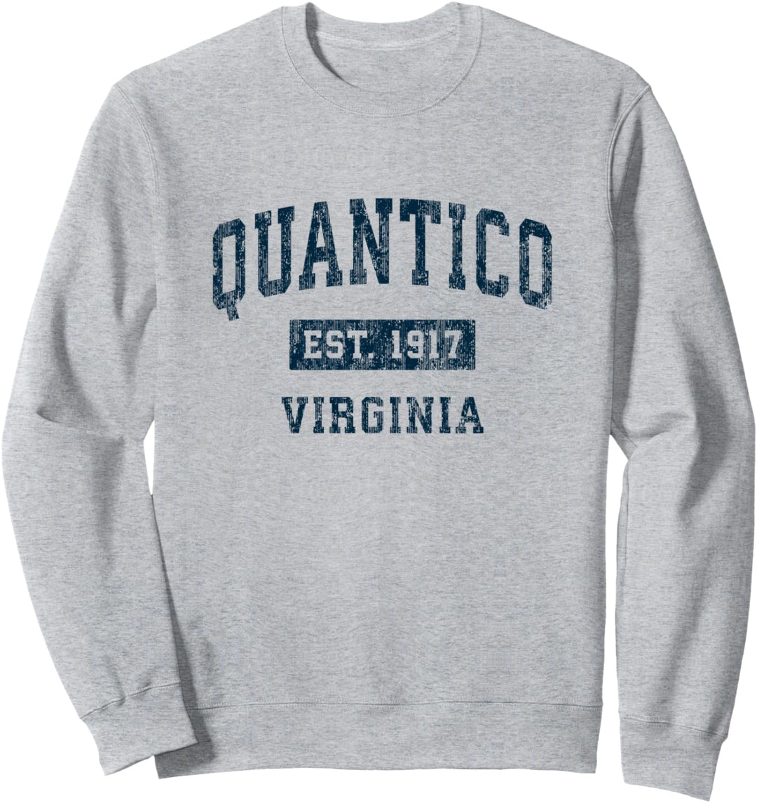 Quantico Virginia VA Vintage-Sportdesign marineblauer Druck Sweatshirt