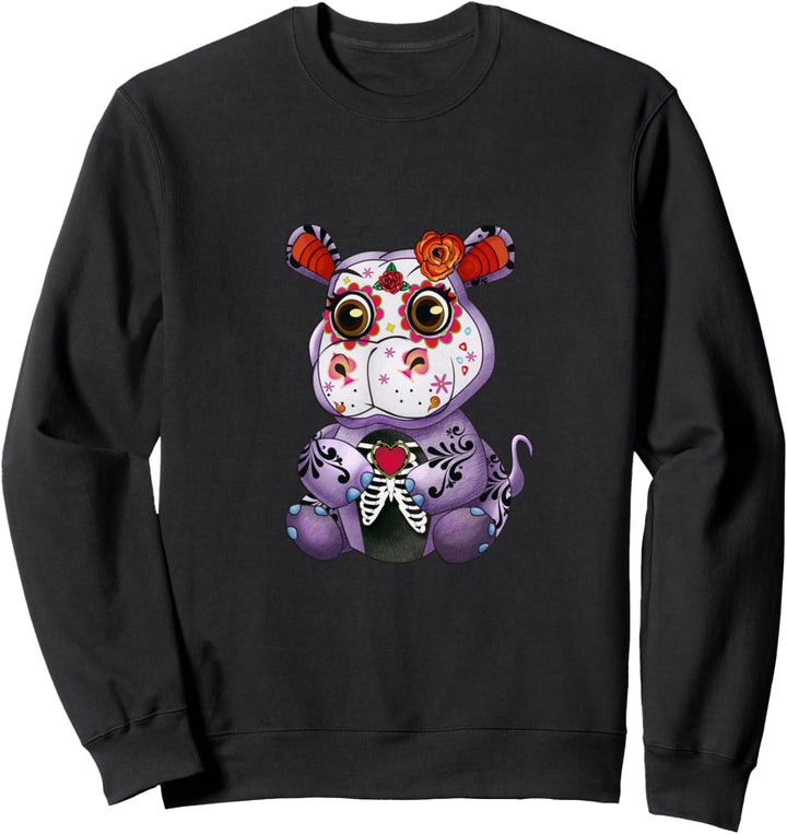 Sugar Skull Hippo Shirt für Frauen Tag der Toten Geschenk Sweatshirt