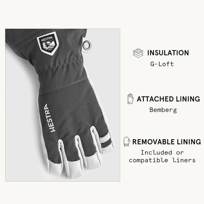 HESTRA Army Leather Heli Skihandschuh - Klassischer 5-Finger-Schneehandschuh zum Skifahren, Snowboar