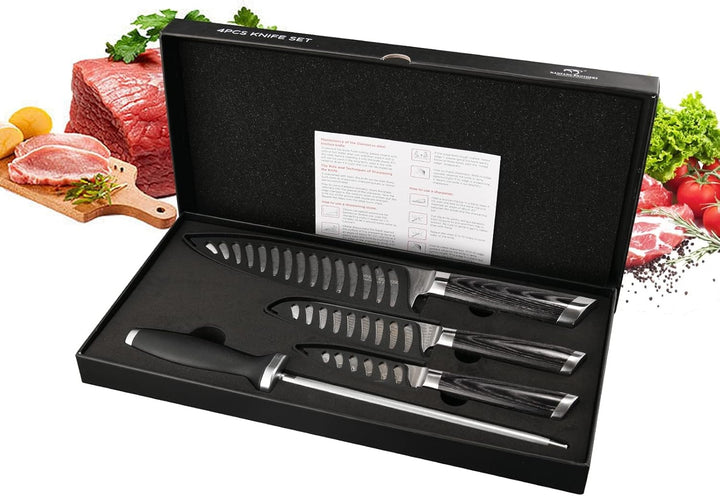 NANFANG BROTHERS Damaszener Messerset mit Premium Box,Japanisches Messerset,Kochmessersets Professio