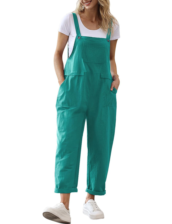 YESNO Damen Latzhose Sommer Oversize Trägerhose Beiläufig Loose Bib Pants Overall Baggy Jumpsuit Str