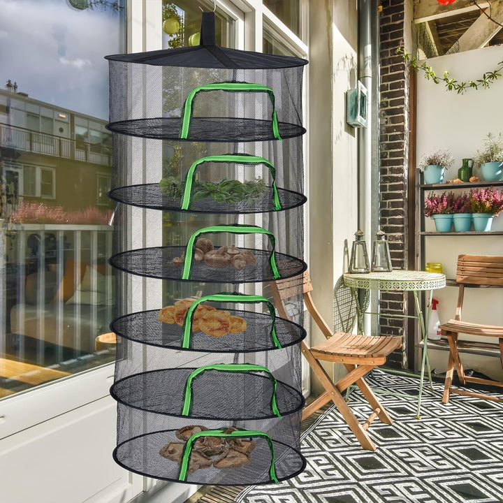 Relaxdays Trockennetz faltbar, 6-lagiges Dörrnetz, für Kräuter, Obst, Gemüse, Fischtrockner zum Aufh
