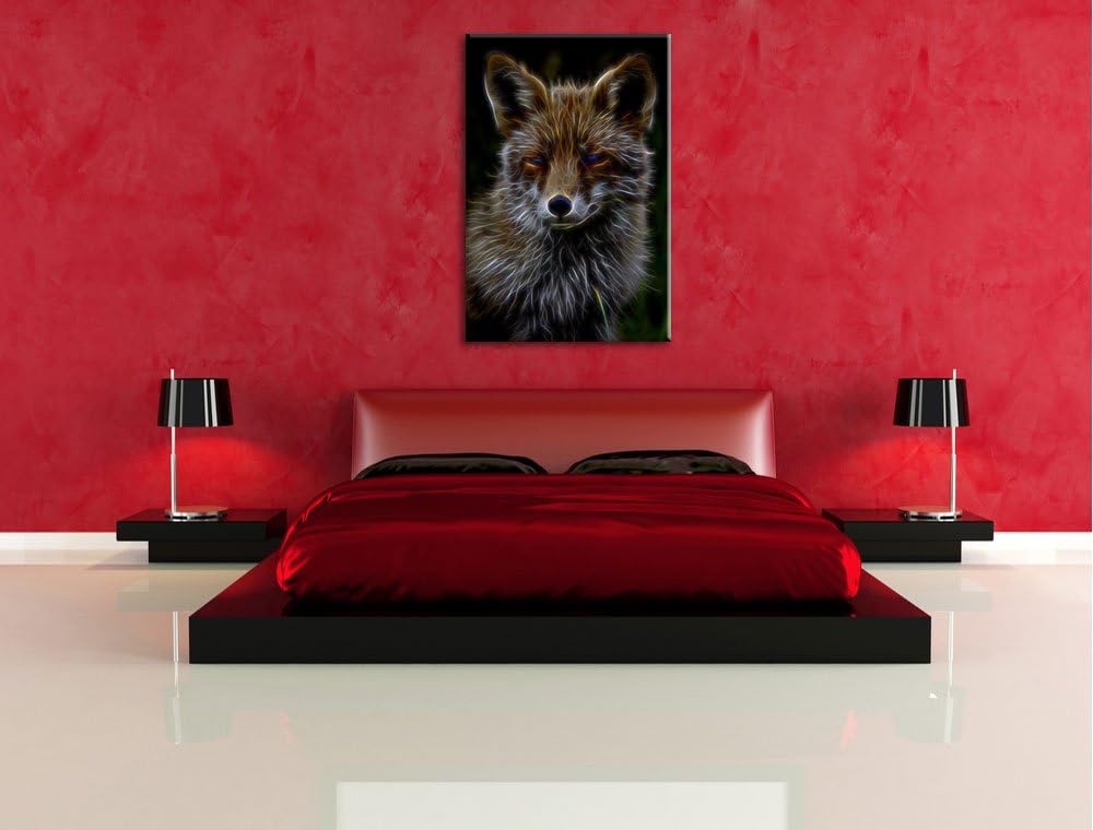 Dark schöner Fuchs NewArt Format: 100x70 cm auf Leinwand, XXL riesige Bilder fertig gerahmt mit Keil