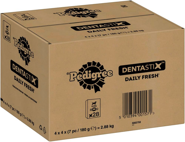 Mars Pedigree DentaStix Daily Fresh Zahnpflegesnack für mittelgrosse Hunde (10–25 kg), 112 Sticks, 4