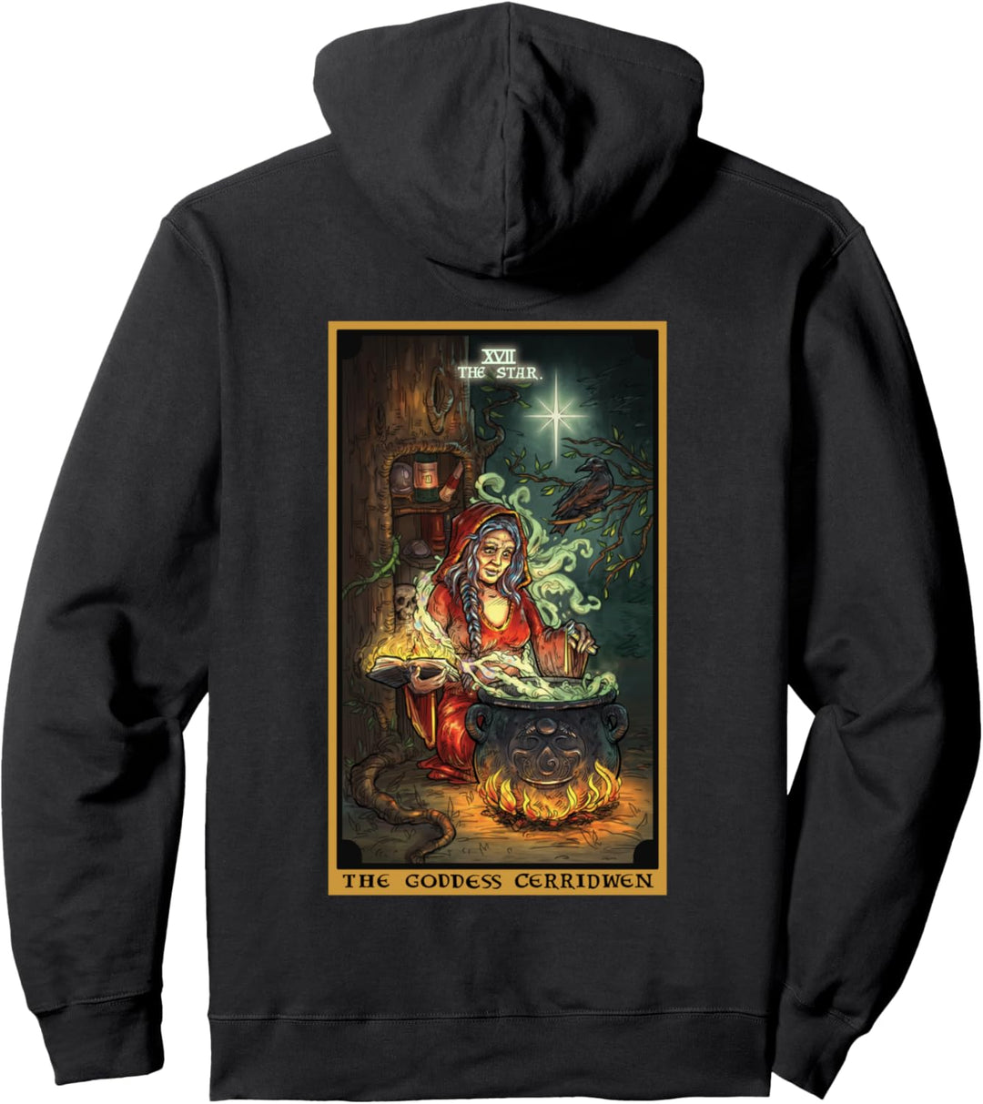 The Goddess Cerridwen The Star Tarotkarte Wiccan Back Print Pullover Hoodie