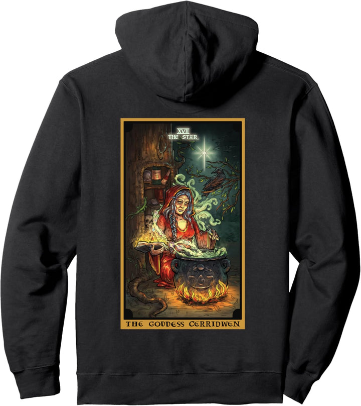 The Goddess Cerridwen The Star Tarotkarte Wiccan Back Print Pullover Hoodie