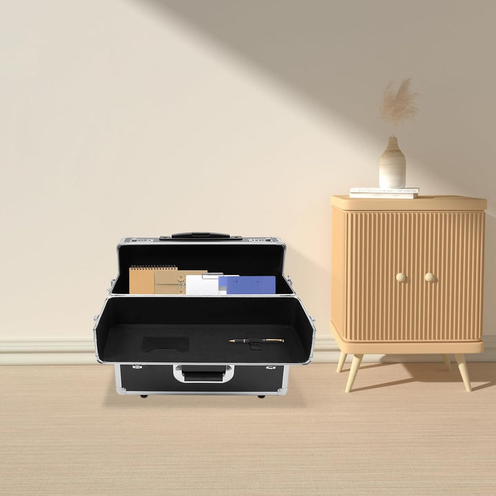 Rollbarer Aktenkoffer, Aluminiumlegierung Abschliessbarer Aktenkoffer, rollbare Aktenbox mit Telesko