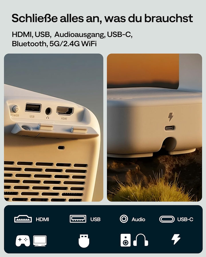 Aurzen D1 air Smart Beamer mit Netflix, 16W Dolby Audio, Beamer Outdoor 1080P mit HDR10 & 4K-Unterst