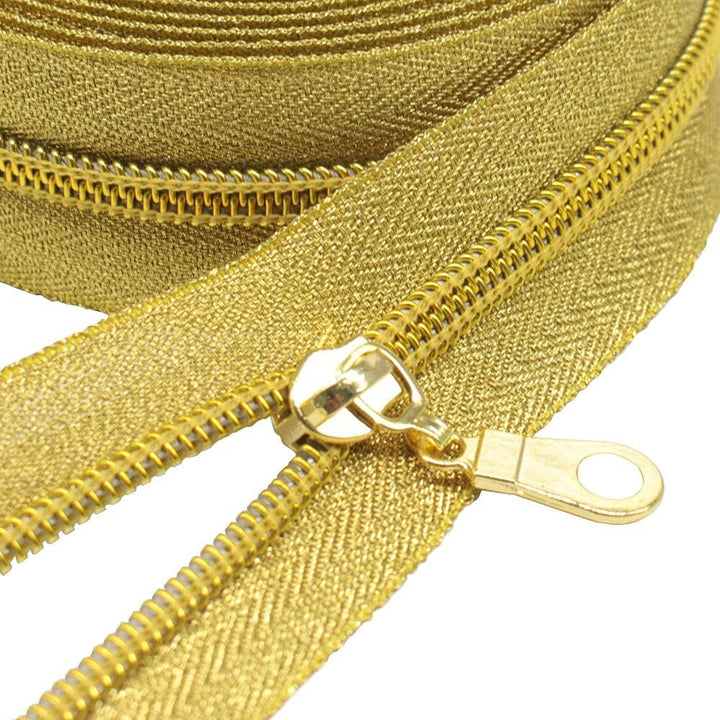 MebuZip 9 m goldfarbenen endlos Reissverschluss Meterware Reissverschluss Nylon 6mm-Spirale + 25 Non