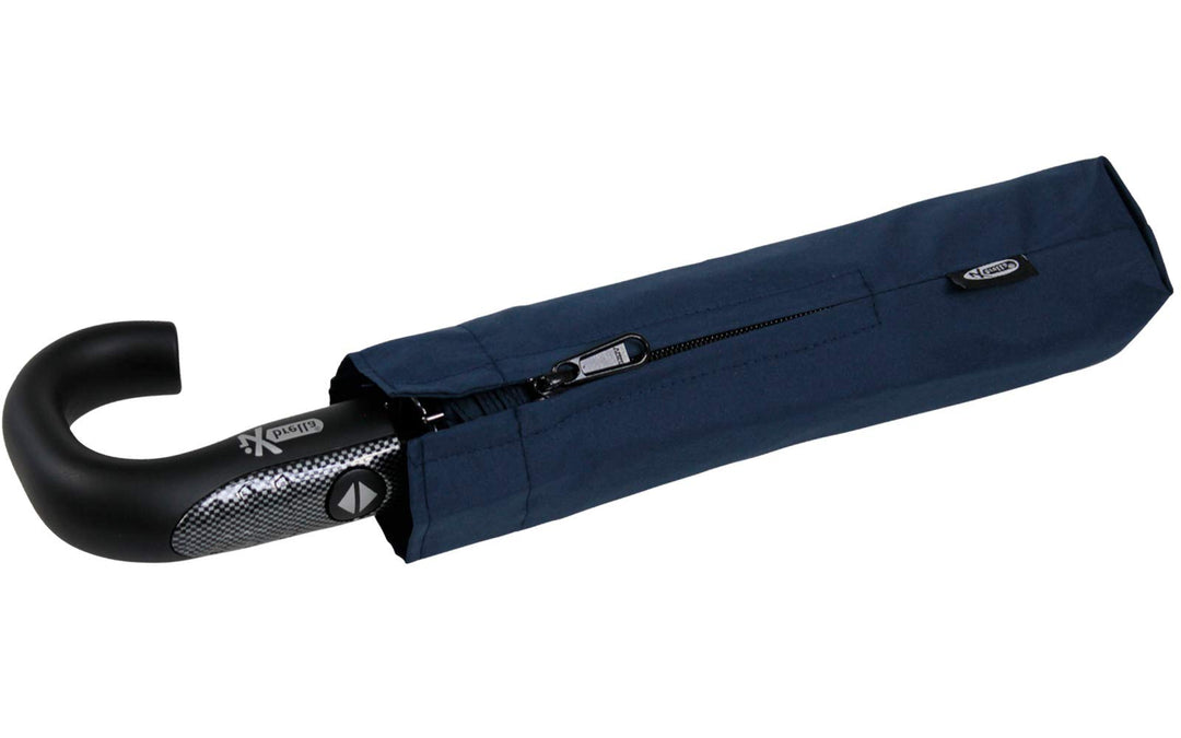 iX-brella Herren Taschenschirm Auf-Zu-Automatik Rundhakengriff Carbonoptik Insignia Blue Carbonoptik