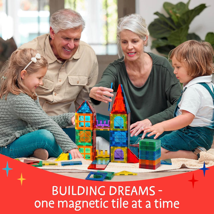 Sunny Auntie Magnetic Tiles 138 PCS, Magnetic Tiles for Kids &amp; Toddlers, Toy for 3 4 5 6 7 8 Year Ol