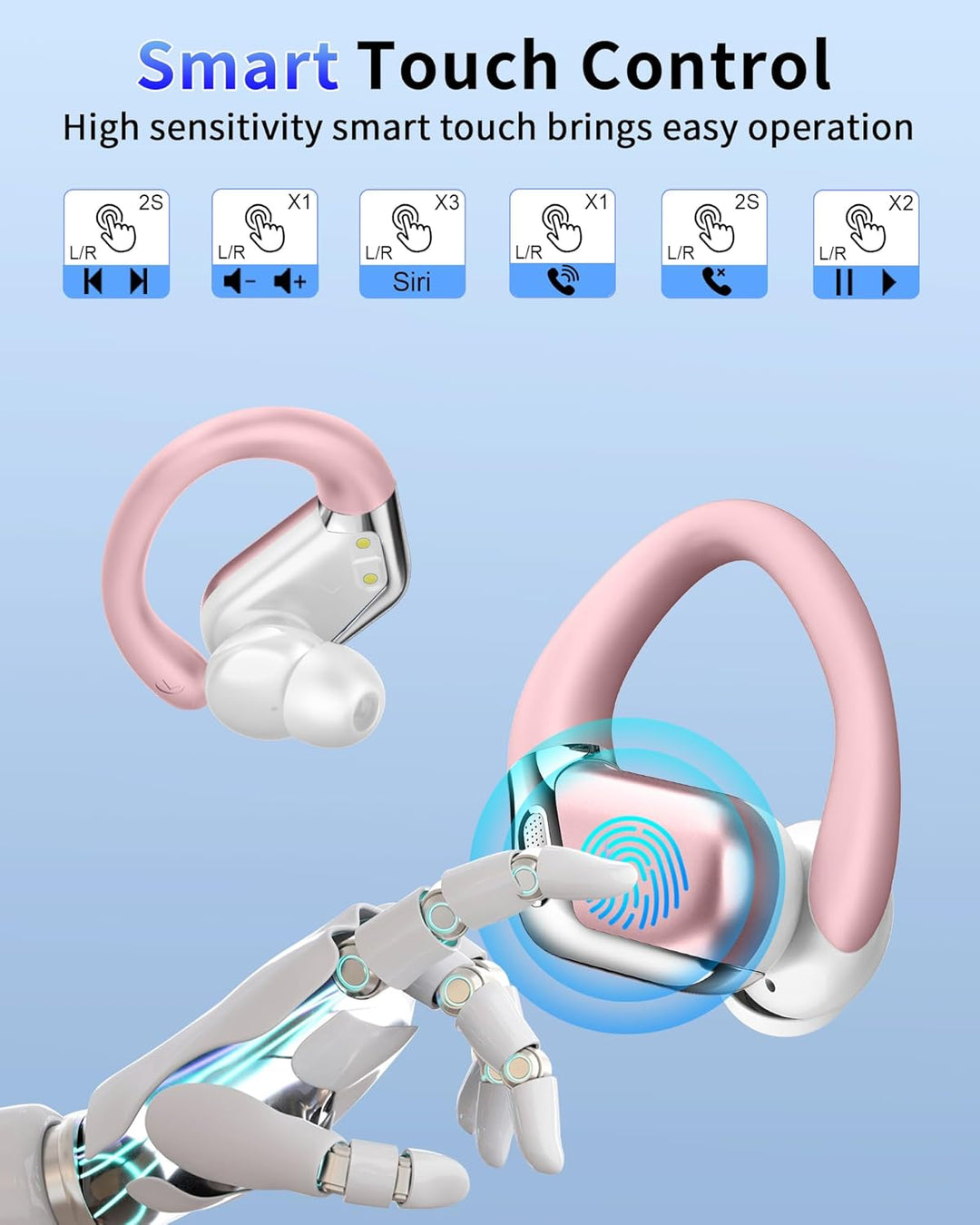Bluetooth Kopfhörer Sport, Kopfhörer Kabellos Bluetooth 5.4 mit 4 ENC Noise Cancelling Mic, In Ear K