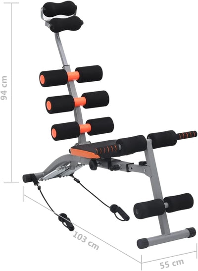 vidaXL Bauchtrainer in L-Form mit Elastischen Bändern Verstellbare Rückenlehne Rückentrainer Bauchmu