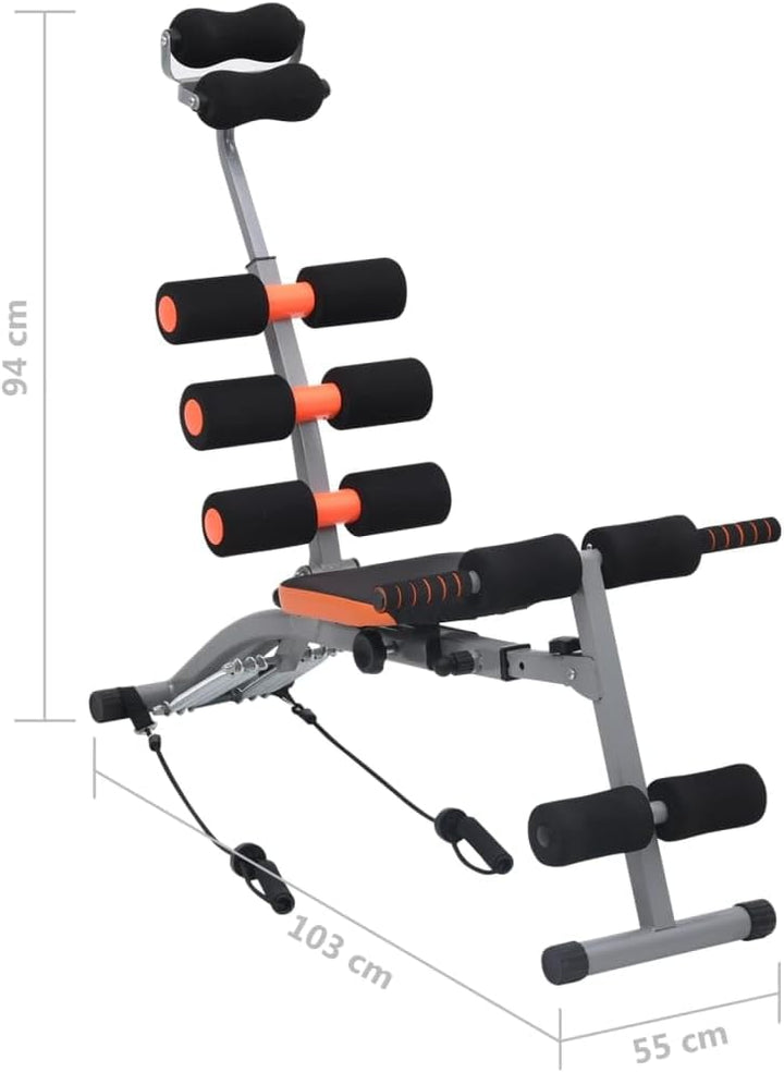 vidaXL Bauchtrainer in L-Form mit Elastischen Bändern Verstellbare Rückenlehne Rückentrainer Bauchmu