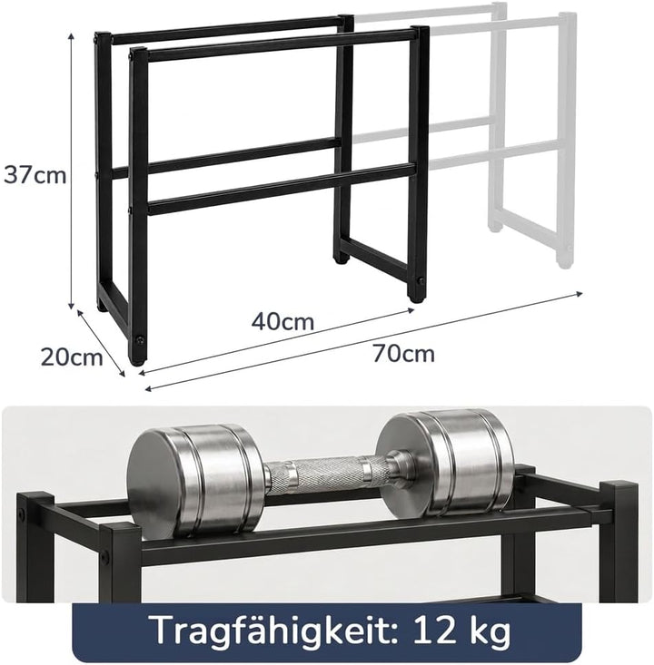 Ausziehbar Schuhregal mit 2 Etagen, Metall-Schuhständer Schmal Kleines Schuhregal, Robustes Design,