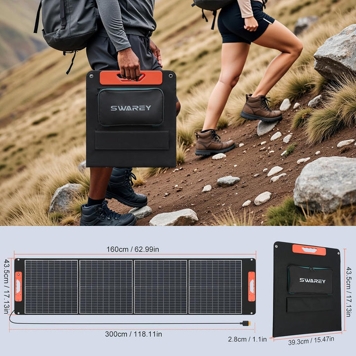 100W Faltbarer Solarpanel, Tragbares Monokristalliner Solarmodul mit Schnellladefunktion USB-C PD 60