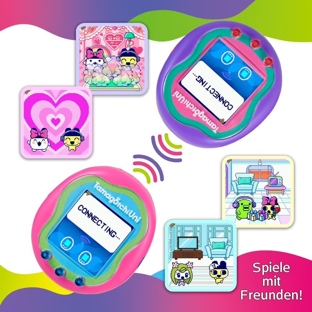 BANDAI - Tamagotchi Uni - Verbindungsfähiges Tamagotchi mit Armbanduhr - Virtuelles Haustier - Rosa