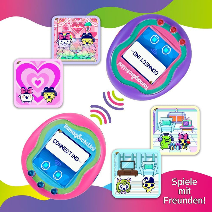BANDAI - Tamagotchi Uni - Verbindungsfähiges Tamagotchi mit Armbanduhr - Virtuelles Haustier - Rosa