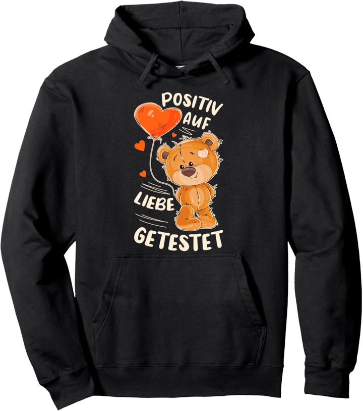Valentinstag Spruch für sie, Teddybär mit Herzluftballon Pullover Hoodie