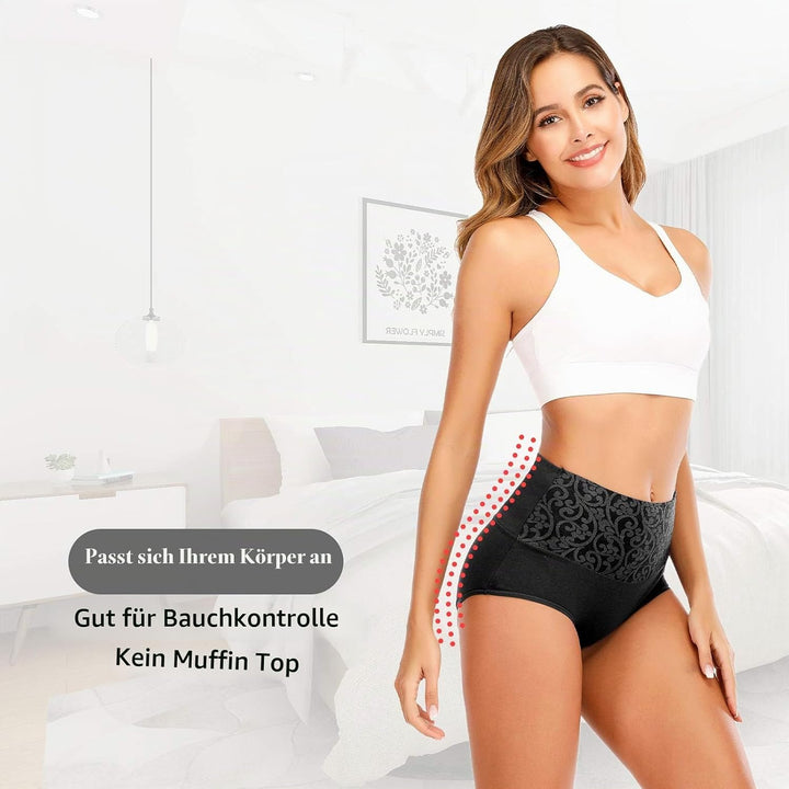 Senllori Damen Unterwäsche, hohe Taille, Baumwolle, Bauchkontrolle, weiche volle Abdeckung Multipack