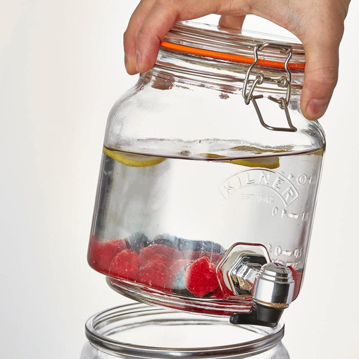Kilner 25.004 Stapelbarer Getränkespender mit Ständer, 5,2 Liter, Glas, Masse: 22,7 x 19,6 x 40 cm,