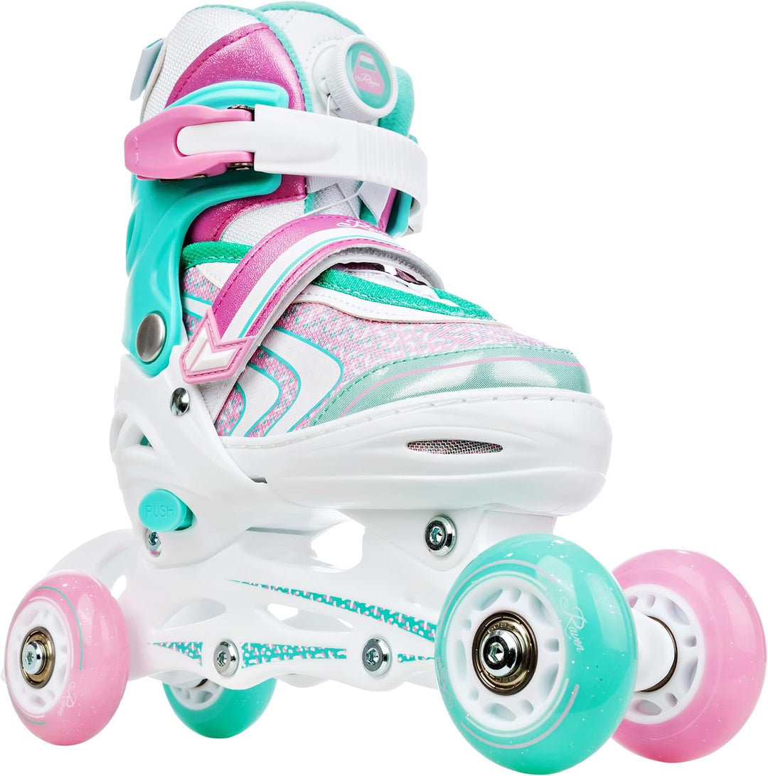 RAVEN 3in1 Inline Skates Triskates Rollschuhe Inliner für Kinder Mädchen verstellbar 27-30 (16,5cm-1