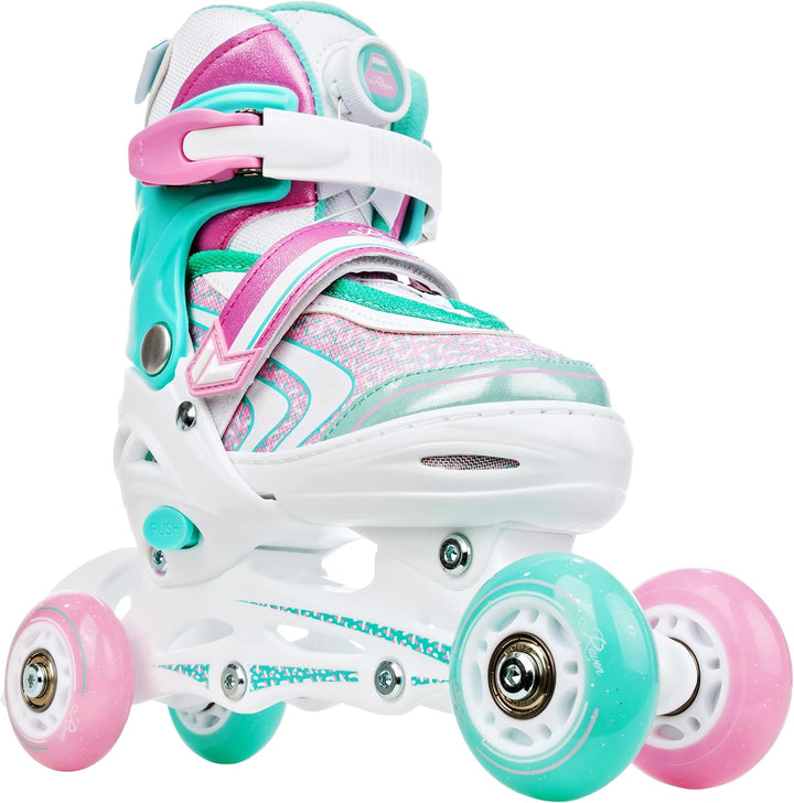 RAVEN 3in1 Inline Skates Triskates Rollschuhe Inliner für Kinder Mädchen verstellbar 27-30 (16,5cm-1
