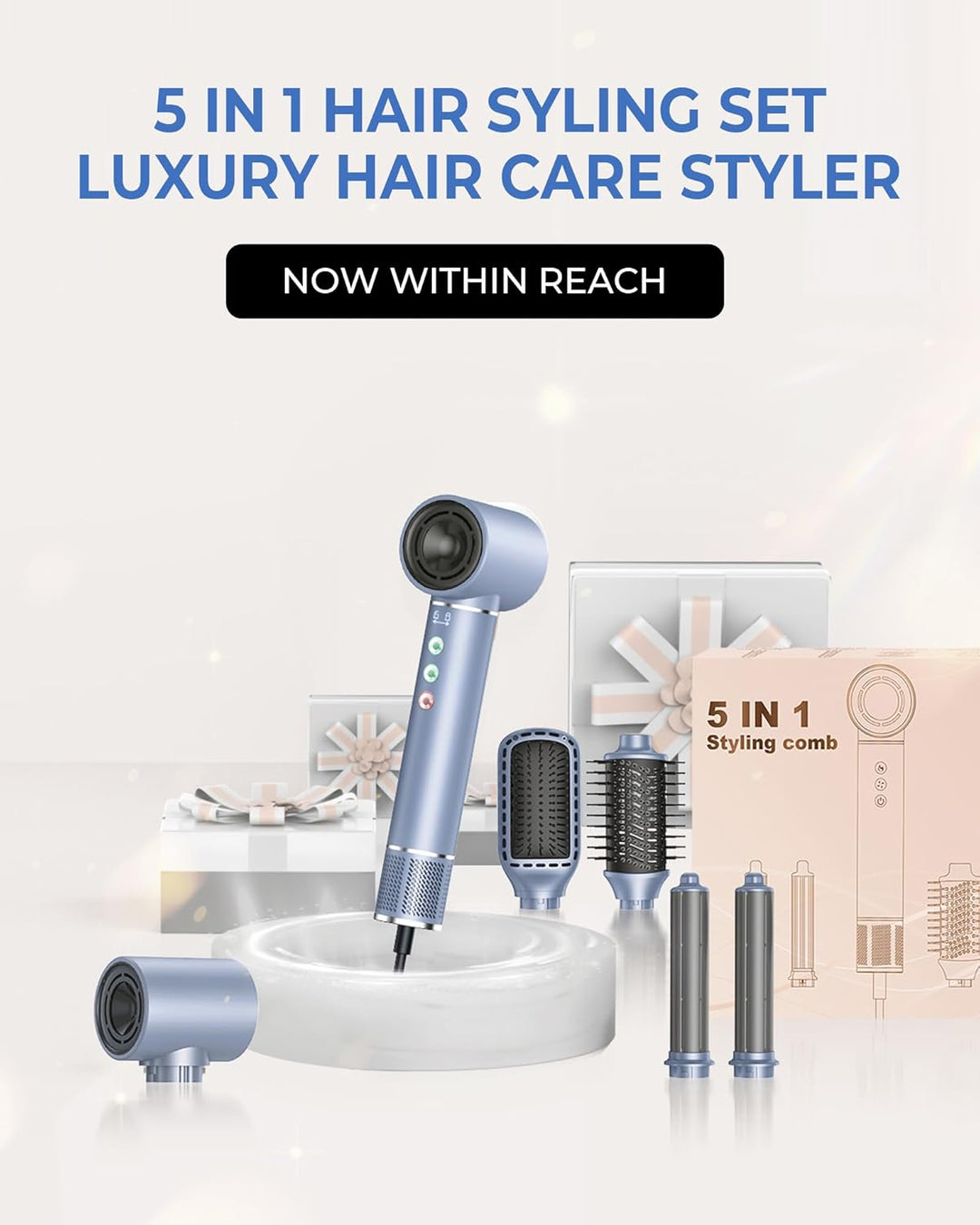 Airstyler 5 in 1 Hair Styler With 110000 U/Min Hochtouriger Motor Haartrockner Warmluftbürste Haarst