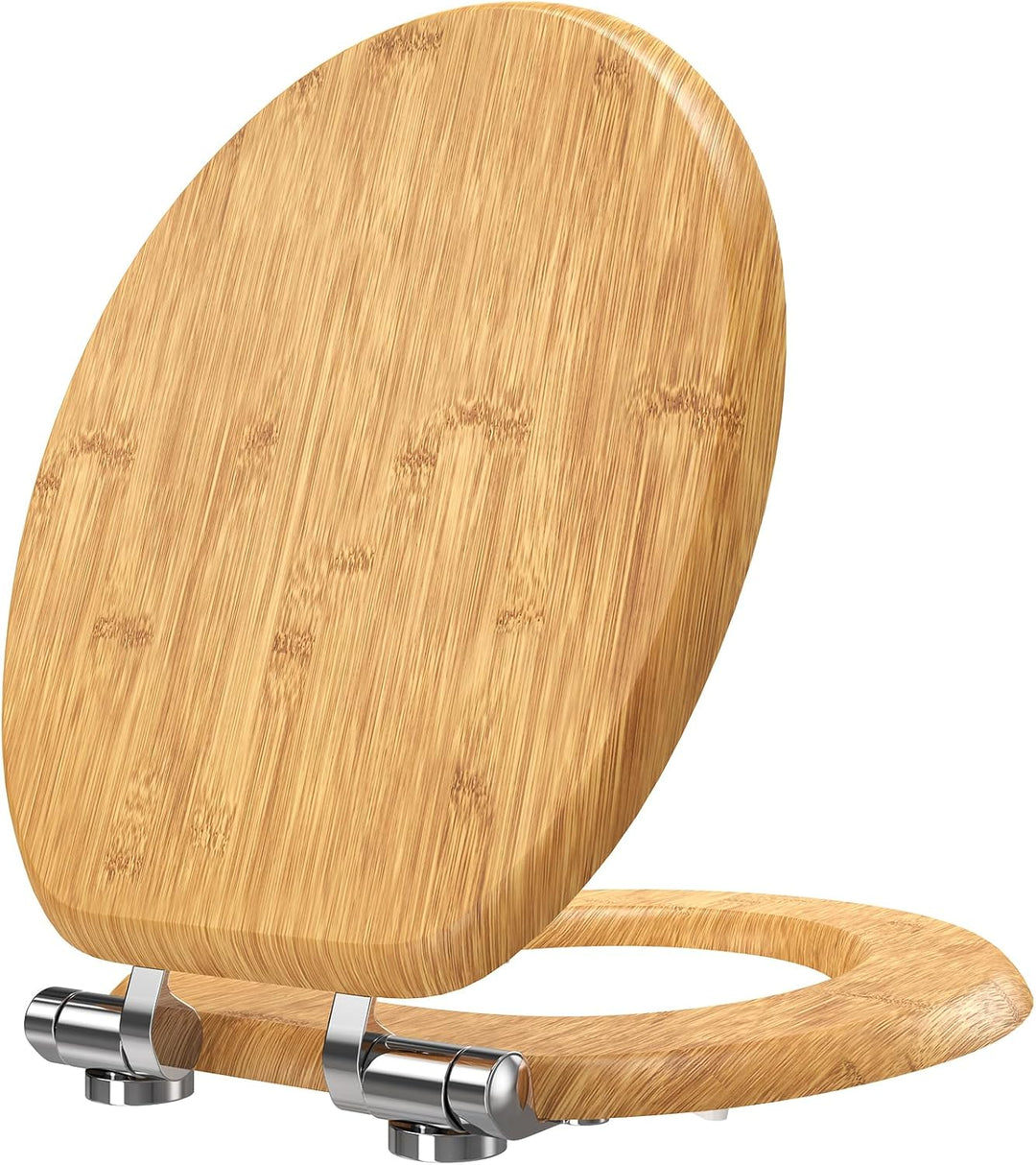 Pipishell O-förmiger Klodeckel mit Absenkautomatik Holz und glatten Metallscharnieren, MDF-Toiletten