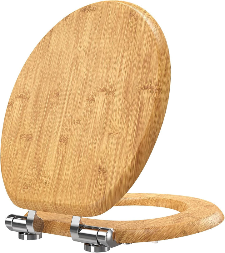 Pipishell O-förmiger Klodeckel mit Absenkautomatik Holz und glatten Metallscharnieren, MDF-Toiletten