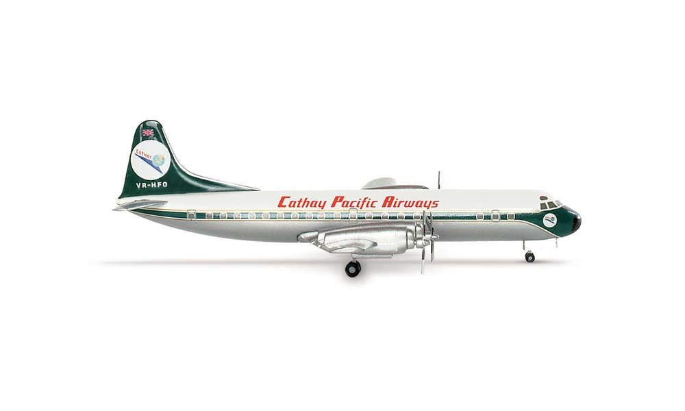 herpa 562034 562034-Cathay Pacific Airways, Lockheed L-188A Electra-60th Anniversary, Small