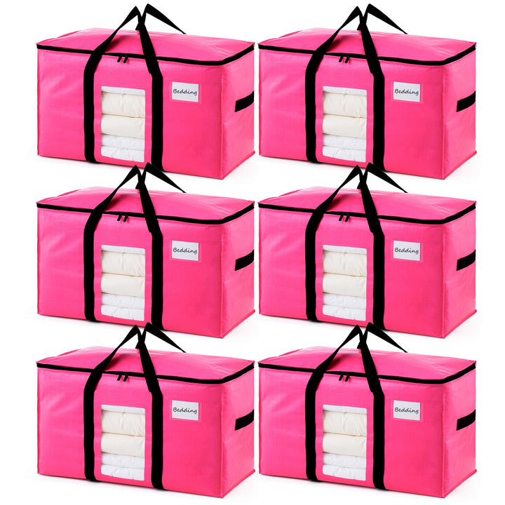 TAILI Umzugstasche extra gross,6 PCS Rosa Aufbewahrungstasche mit Griffe & Deckel Sichtfenster Aufbe