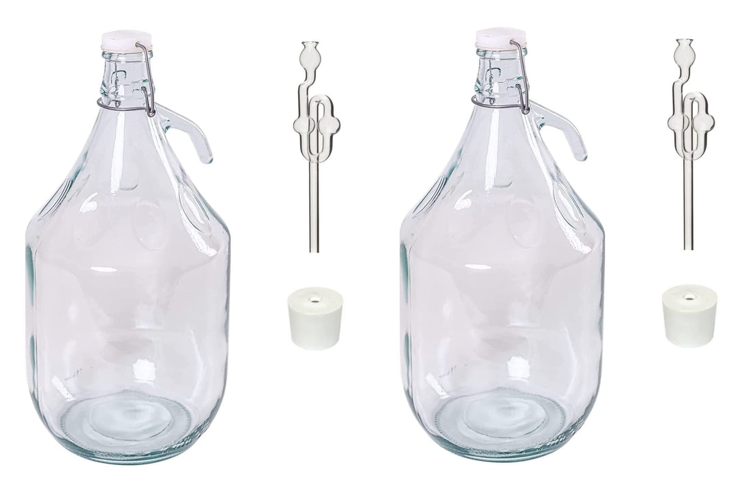 5L Bügelflaschen Weinballon Bügelverschluss Flasche + Stopfen + Gärröhrchen (2), 2