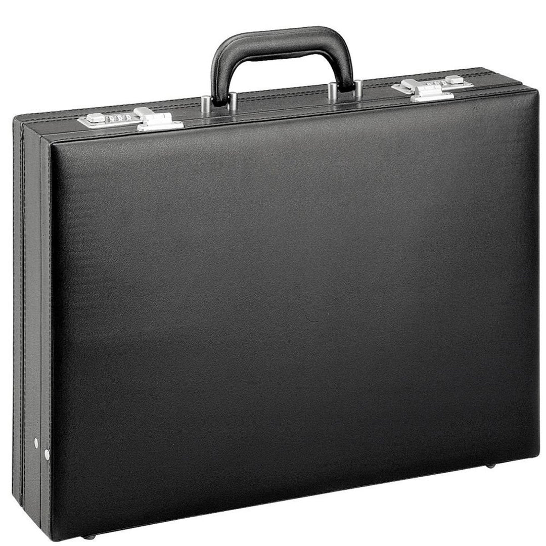Bowatex Aktenkoffer Pilotenkoffer Akten Koffer Erweiterbar Schwarz 44 x32x11cm