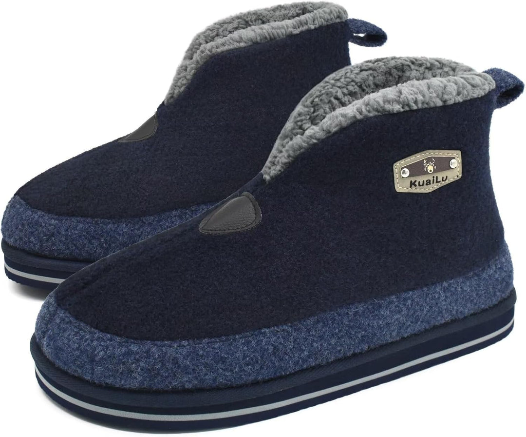 KuaiLu Hausschuhe Boots Herren Winter Filz Hausstiefel Warm Plüsch Flauschige Fell Hüttenschuhe Kusc