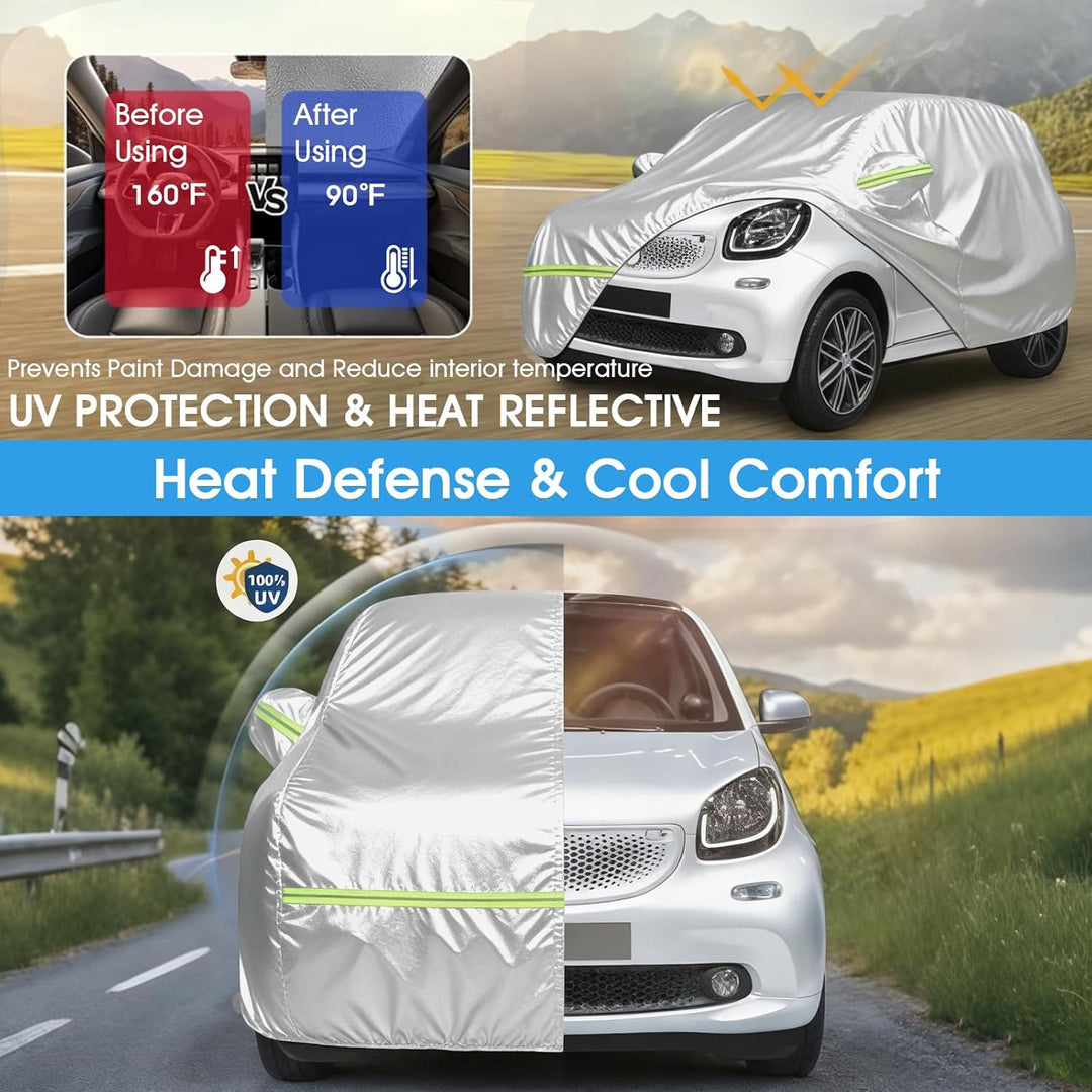 Autoabdeckung für Smart Fortwo W451 W453 2016-2024, wasserdichte Winter Atmungsaktiv Vollgarage Auto